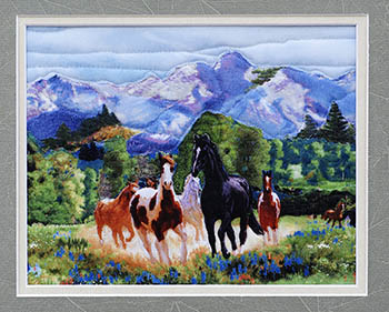 Enlarged View of the Little Landscape Wild Horses quilt